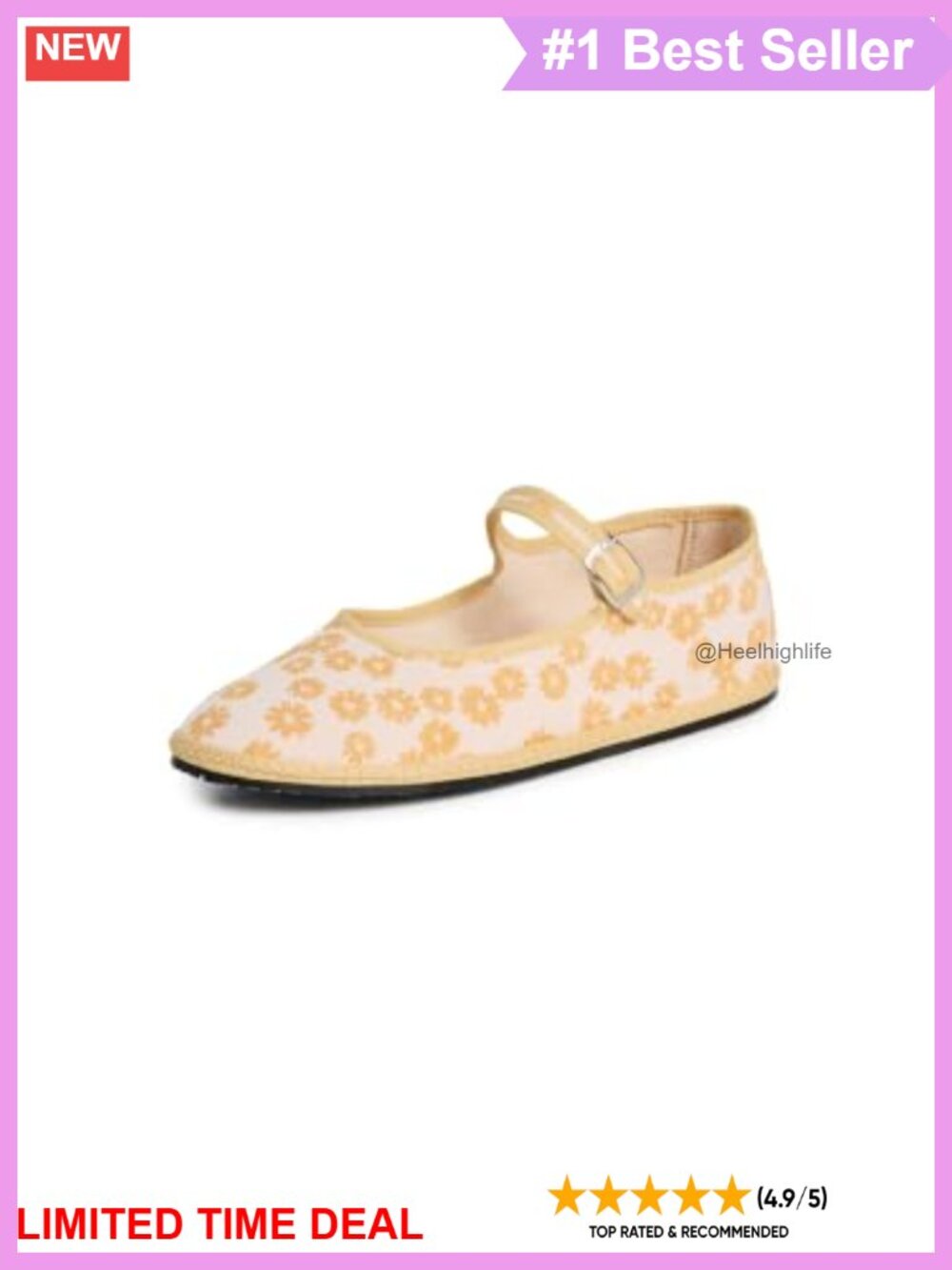 Cotton Mary Jane Flats Snap Strap Grosgrain Trim Floral Casual Shoes